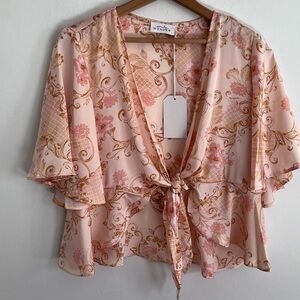 Emily Wonder Paisley Tie Front Sayin Blouse